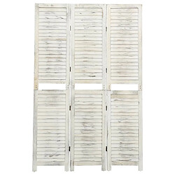 Maison Chic Paravent/Cloison de séparation 3 panneaux Blanc antique 105x165 cm Bois -MN59335