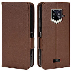 Etui en PU texture litchi avec support, marron pour votre Oukitel WP15