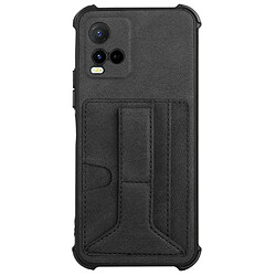 Coque en TPU + PU avec béquille et porte-carte, noir pour votre Vivo Y33s/Y21 (2021)/Y21s (2021)