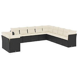 Maison Chic Salon de jardin 11 pcs avec coussins | Ensemble de Table et chaises | Mobilier d'Extérieur noir résine tressée -GKD54864