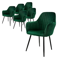 ML-Design Lot de 6 chaises de salle à manger rembourrée asisse en velours vert en métal