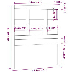 Acheter vidaXL Tête de lit Gris 105,5x4x100 cm Bois massif de pin