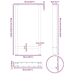 vidaXL Pieds de table basse noir 2 pcs 50x(90-91) cm acier pas cher