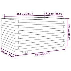 vidaXL Jardinière blanc 90x60x49,5 cm bois de pin massif pas cher