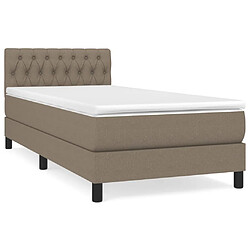 vidaXL Sommier à lattes de lit avec matelas Taupe 100x200 cm Tissu