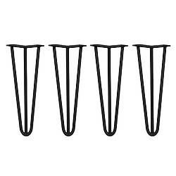 Monstershop 4 Pieds de Table en Épingle à Cheveux - 35,5cm - 3 Tiges - 12mm – Fini Noir