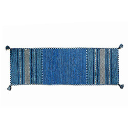 Alter Tapis moderne Kansas, style kilim, 100% coton, bleu, 200x60cm