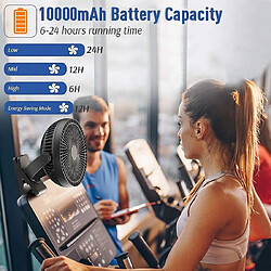 ventilateur Portable Rechargeable 10000mah, Ventilateur à Clipser À Piles De 8 Pouces, Ventilateur Usb, 4 Vitesses, Flux D'Air Puissant, Pince Robuste Pour Voiture De Golf De Bureau Outd pas cher