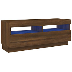 Maison Chic Meubles TV avec lumières LED - Banc TV pour salon chêne marron 100x35x40 cm -MN27438