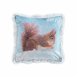 Paris Prix Coussin Déco Velours Écureuil 40x40cm Bleu