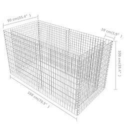 vidaXL Lit surélevé à gabion Acier 180 x 90 x 100 cm Argenté pas cher