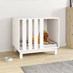 vidaXL Niche pour chien Blanc 70x50x62 cm Bois de pin massif