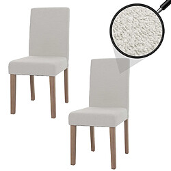 Decoshop26 Lot de 2 chaises de salle à manger dossier haut en tissu bouclé crème pieds en bois clairs 04_0007319