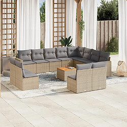 Maison Chic Ensemble Tables et chaises à dîner d'extérieur 13 pcs avec coussins,Salon de jardin mélange beige résine tressée -GKD933687