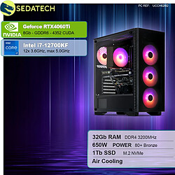 Sedatech PC Gamer • Intel i7-12700KF • RTX4060Ti • 32Go RAM • 1To SSD M.2 • sans OS