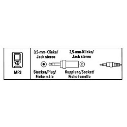 Hama 00122391 adaptateur Audio 3,5 mm Jack stéréo 2,5 mm vers prise stéréo Noir