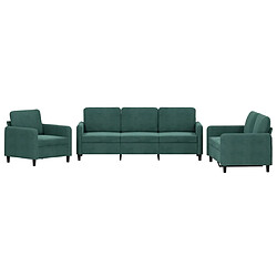 Maison Chic Ensemble de canapés 3 pcs, Canapé droit Sofa pour Salon vert foncé velours -GKD660402