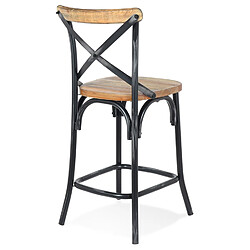 Acheter Alterego Tabouret snack mi-hauteur 'COTTAGE MINI' en bois finition Noyer effet vieilli noir