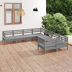 Maison Chic Salon de jardin 8 pcs - Table et chaises d'extérieur - Mobilier/Meubles de jardin Moderne Bois de pin massif Gris -MN45885