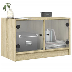 Avis vidaXL Meuble TV avec portes en verre chêne sonoma 68x37x42 cm