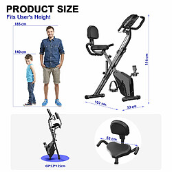 Acheter BIGZZIA 3 en 1 Vélo d'appartement Pliable - 8 Niveaux de Résistance Réglables - Volant d'Inertie 2,5KG - Écran LCD - Siège Réglable