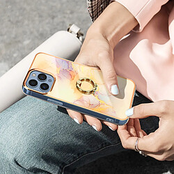 Avizar Coque iPhone 13 Pro Bi-matière avec Bague de maintien Motif marbre - rose pas cher