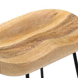 Helloshop26 Lot de deux tabourets de bar design chaise siège bois de manguier massif 1202071