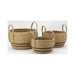 Avis Aubry Gaspard Cache-pots en jonc naturel et coton brun Boule.