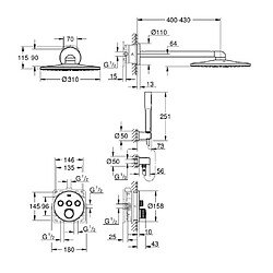 Avis GROHE Set de douche encastré Rainshower 310 SmartActive 34705000 - Grohtherm SmartControl - Tete 2 jets - Economie d'eau - Chrome