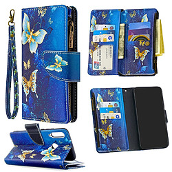 Etui en PU fermeture à glissière d'impression de modèle avec support joli papillon pour votre Huawei Y7p/P40 lite E