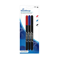 Mediarange Pack de 3 marqueurs permanent rouge bleu noir