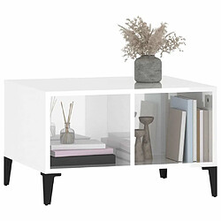 Acheter Maison Chic Table basse,Table Console Table d'appoint, Table pour salon Blanc brillant 60x50x36,5 cm Bois d'ingénierie -MN68695