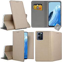 Htdmobiles Housse etui portefeuille avec coque intérieure en silicone pour Oppo Reno 7 5G / Find X5 Lite + film ecran - OR MAGNET