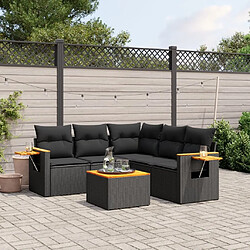 Maison Chic Ensemble Tables et chaises d'extérieur 6pcs avec coussins,Salon de jardin noir résine tressée -GKD718672