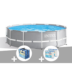 Kit piscine tubulaire Intex Prism Frame ronde 3,66 x 1,22 m + Bâche à bulles + 6 cartouches de filtration