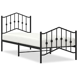 Maison Chic Lit adulte - Lit simple Cadre de lit métal avec tête de lit/pied de lit,Structure du lit Contemporain pour chambre noir 80x200 cm -MN89020