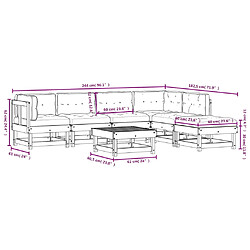 vidaXL Salon de jardin 7 pcs avec coussins blanc bois massif pas cher