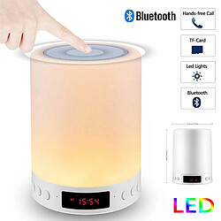 Acheter Universal Lumière de nuit avec haut-parleur Bluetooth Portable Carte TF Carte TF Bluetooth haut-parleur Bluetooth Touch Control couleur LED Lampe de table de chevet | Subwoofer (blanc)