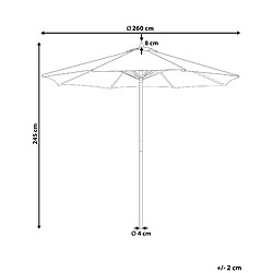 Avis Beliani Parasol de jardin en bois et toile à rayures beiges et blanches FERENTILLO