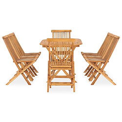 Maison Chic Mobilier à dîner pliable 9 pcs de jardin - Ensemble table et chaises d'extérieur - Salon/Mobilier de jardin classique Bois solide de teck -MN25057