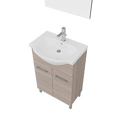 Kiamami Valentina ARMOIRE DE SALLE DE BAIN DE 55 CM AVEC PIEDS AVEC DEUX PORTES EN CHÊNE FUMÉ | RIMINI