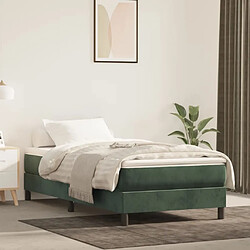 Maison Chic Structures de lit + matelas,Lit à sommier tapissier avec matelas Vert foncé 90x190 cm -MN46771