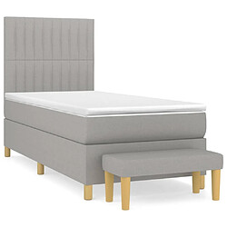 Maison Chic Lit Adulte - Lit simple Lit à sommier tapissier avec matelas moelleux - Meuble de Chambre - Gris clair 100x200cm Tissu -MN58105