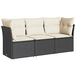 Maison Chic Salon de jardin 3 pcs avec coussins | Ensemble de Table et chaises | Mobilier d'Extérieur noir résine tressée -GKD64300