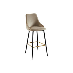 Acheter Vente-Unique Lot de 2 tabourets de bar en velours et métal noir - Beige - VEVLINA