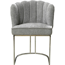 Vivenla Chaise design en acier chromé argenté et revêtement en tissu gris clair L.51 x P. 56 x H. 87 cm collection FLORYA