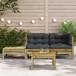 Avis Maison Chic Canapé de jardin avec coussins et repose-pied | Canapé Sofa d'extérieur | Fauteuil terrasse bois pin imprégné -MN40914