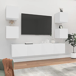 vidaXL Ensemble de meubles TV 6 pcs Blanc Bois d'ingénierie