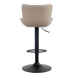 Avis Decoshop26 Tabouret de bar x1 coutures décoratives pied trompette hauteur réglable en métal noir assise en PVC crème 10_0004857