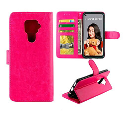 Wewoo Housse Coque Pour Huawei Nova 5i Pro en cuir à rabat horizontal avec texture Crazy Horse porte-cartes et porte-cartesportefeuille et cadre photo Magenta